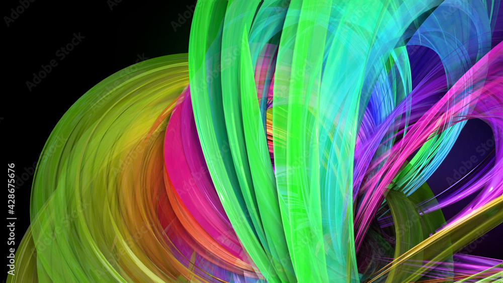 Poster creative abstract twisted rainbow color background. abstract stripes. 3d render
