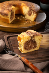 Homemade marble cake. Delicious marble cake with chocolate and vanilla.
