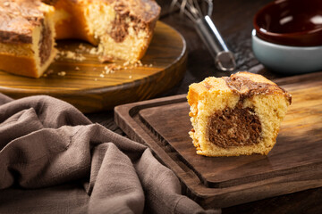 Homemade marble cake. Delicious marble cake with chocolate and vanilla.