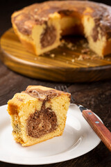 Homemade marble cake. Delicious marble cake with chocolate and vanilla.