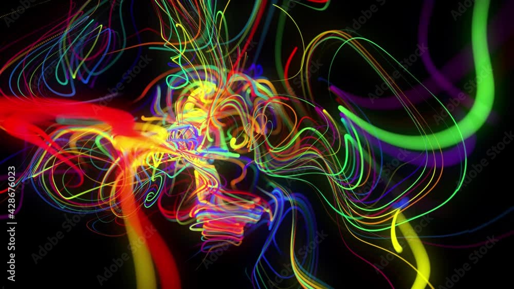 Poster abstract background flow of glow lines or light streaks. running lights particles form in 3d space g