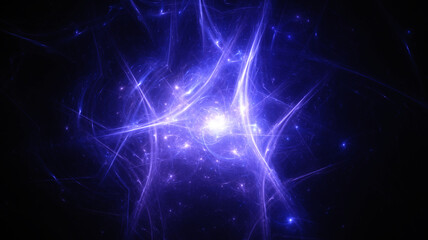 Abstract background, smooth multicolored lines on a black background.