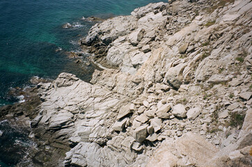 Cliff on Mykonos island, Greece