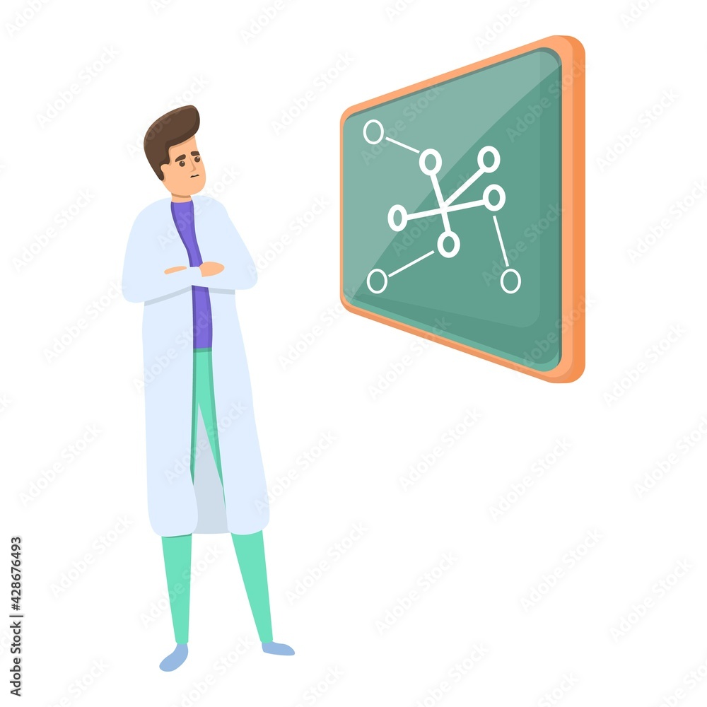 Poster lesson scientist icon. cartoon of lesson scientist vector icon for web design isolated on white back
