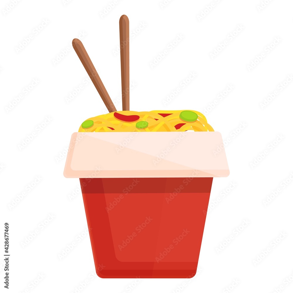 Poster wok menu box icon. cartoon of wok menu box vector icon for web design isolated on white background