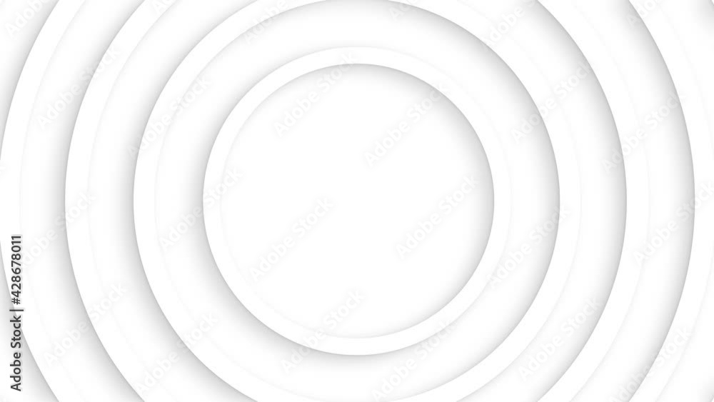 Poster abstract white circles with soft dymanic shadow. 3d clean embossed background. pure basic animated c