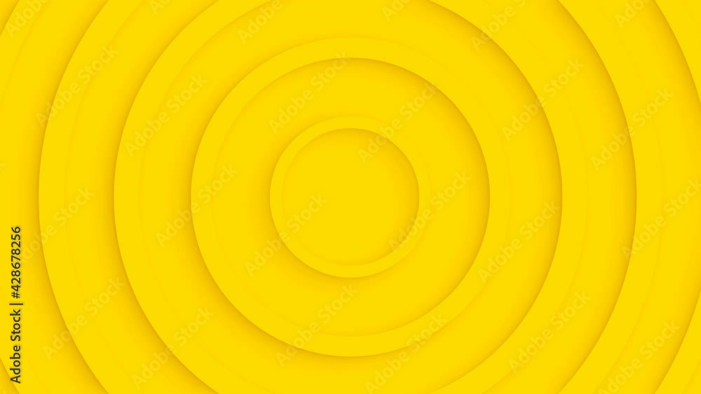 Poster abstract yellow circles with soft dymanic shadow. 3d clean embossed background. pure basic animated 