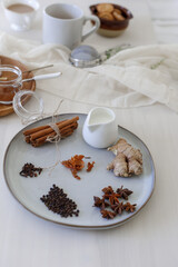 cup of tea with spices and milk