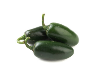 Green jalapeno peppers isolated over white background