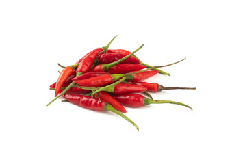 Red malagueta chili peppers isolated over white background