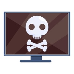 Hacked pc icon. Cartoon of Hacked pc vector icon for web design isolated on white background
