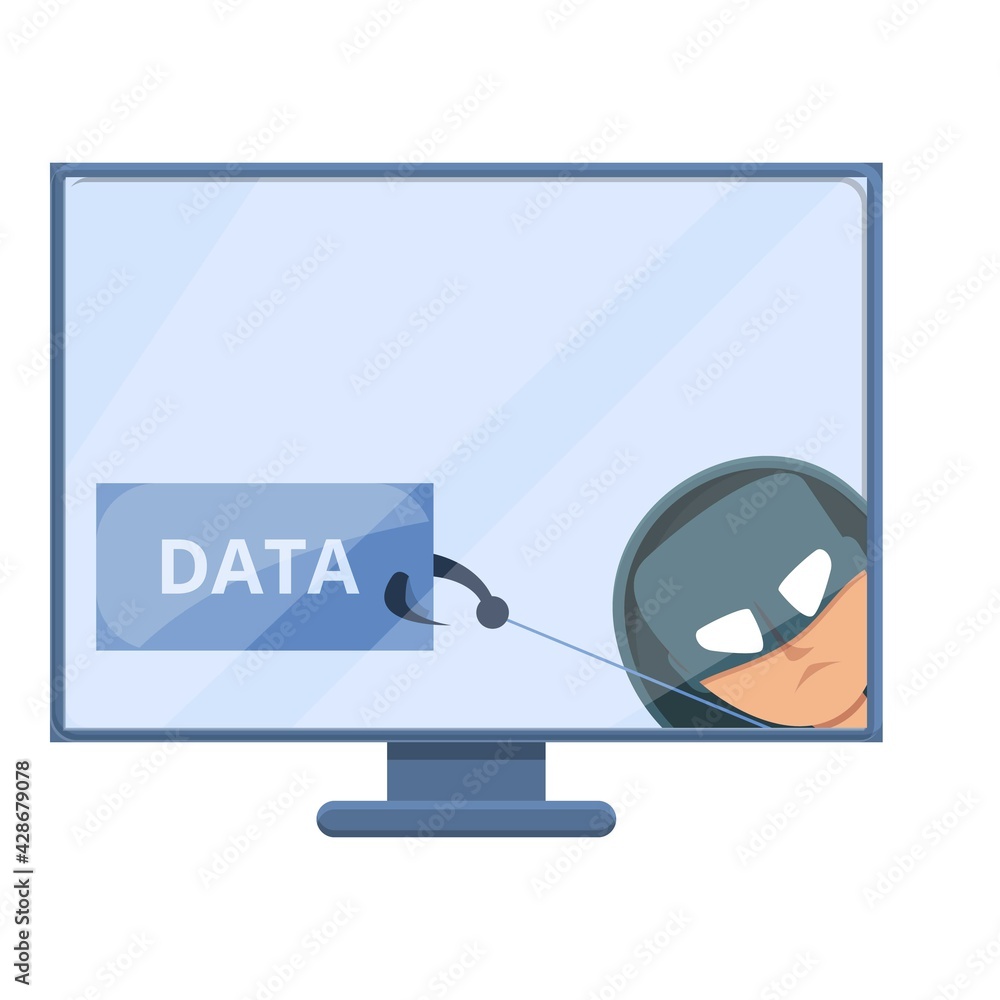 Poster online phishing data icon. cartoon of online phishing data vector icon for web design isolated on wh