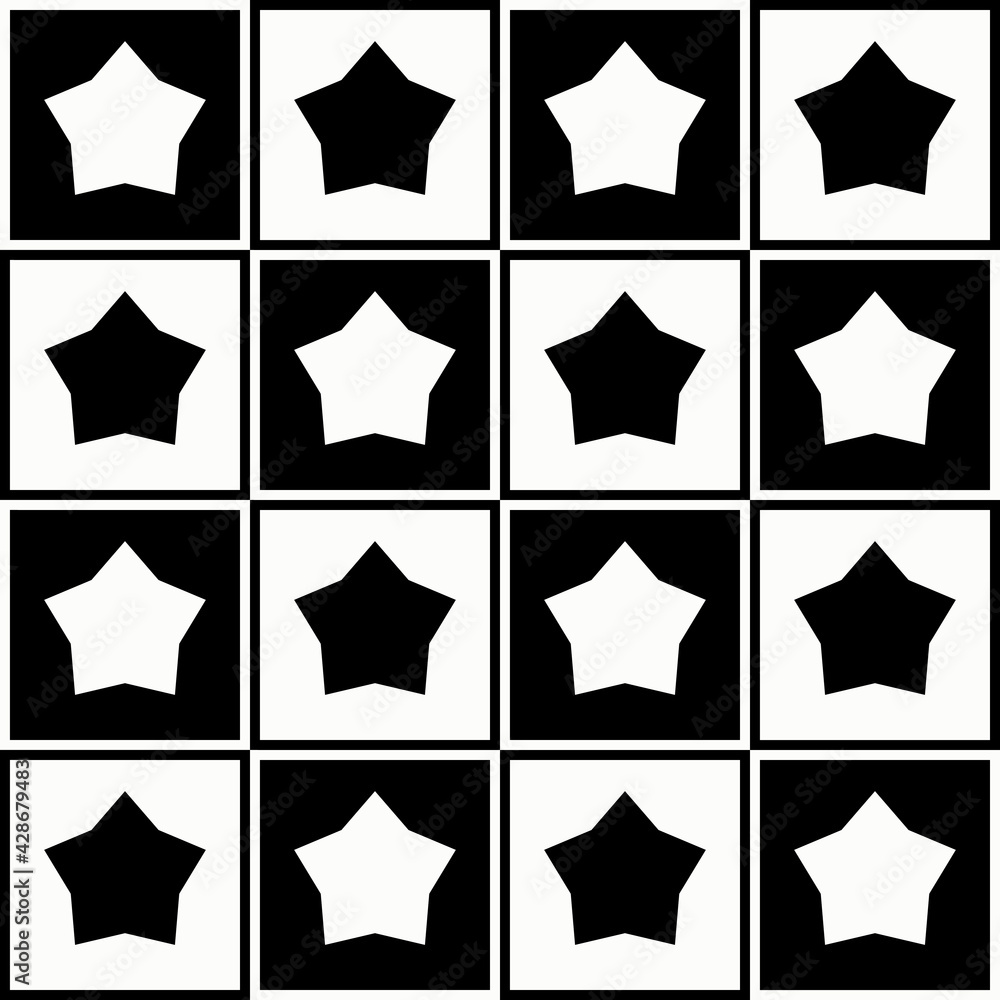 Poster simple checkered stars pattern. vector.