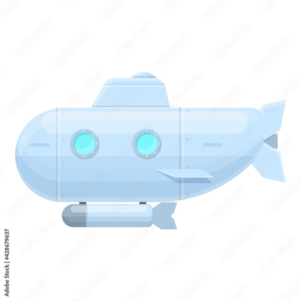 Poster sail submarine icon. cartoon of sail submarine vector icon for web design isolated on white backgrou