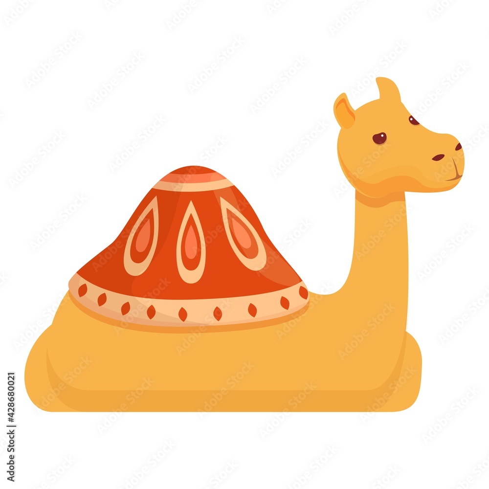 Poster resting camel icon. cartoon of resting camel vector icon for web design isolated on white background