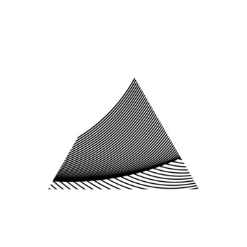 Abstract Curved Triangle Shape with Fine Parallel Line Pattern on White Background, Minimal Geometric Design Element for Branding, Modern Graphics, Editorial Layouts and Creative Visual Identity