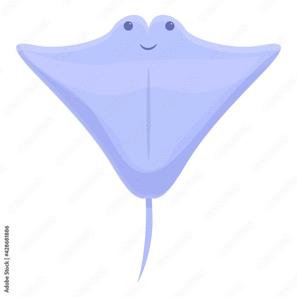 Poster smiling stingray icon. cartoon of smiling stingray vector icon for web design isolated on white back