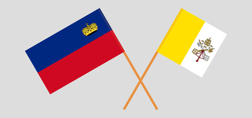 Crossed flags of Liechtenstein and Vatican. Official colors. Correct proportion