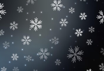 Light Gray vector layout with bright snowflakes, stars.