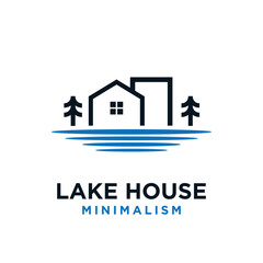 minimalism lake house vector logo