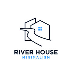 minimalism river house vector logo