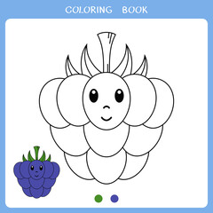 Simple educational game for kids. Сute blackberry for coloring book
