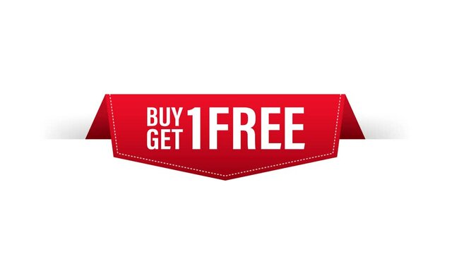 Buy 1 get 1 free. Red Label. Red Web Ribbon. Motion graphics.