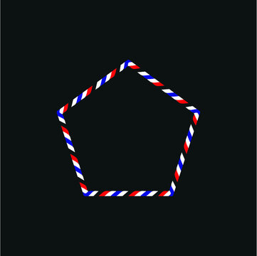 red white and blue color pentagon shaped postal mail border
