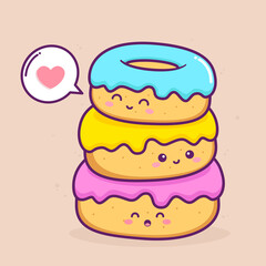 cute three doughnuts with different colors