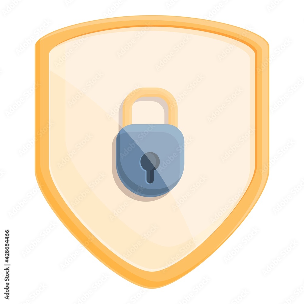 Poster shield password protection icon. cartoon of shield password protection vector icon for web design is