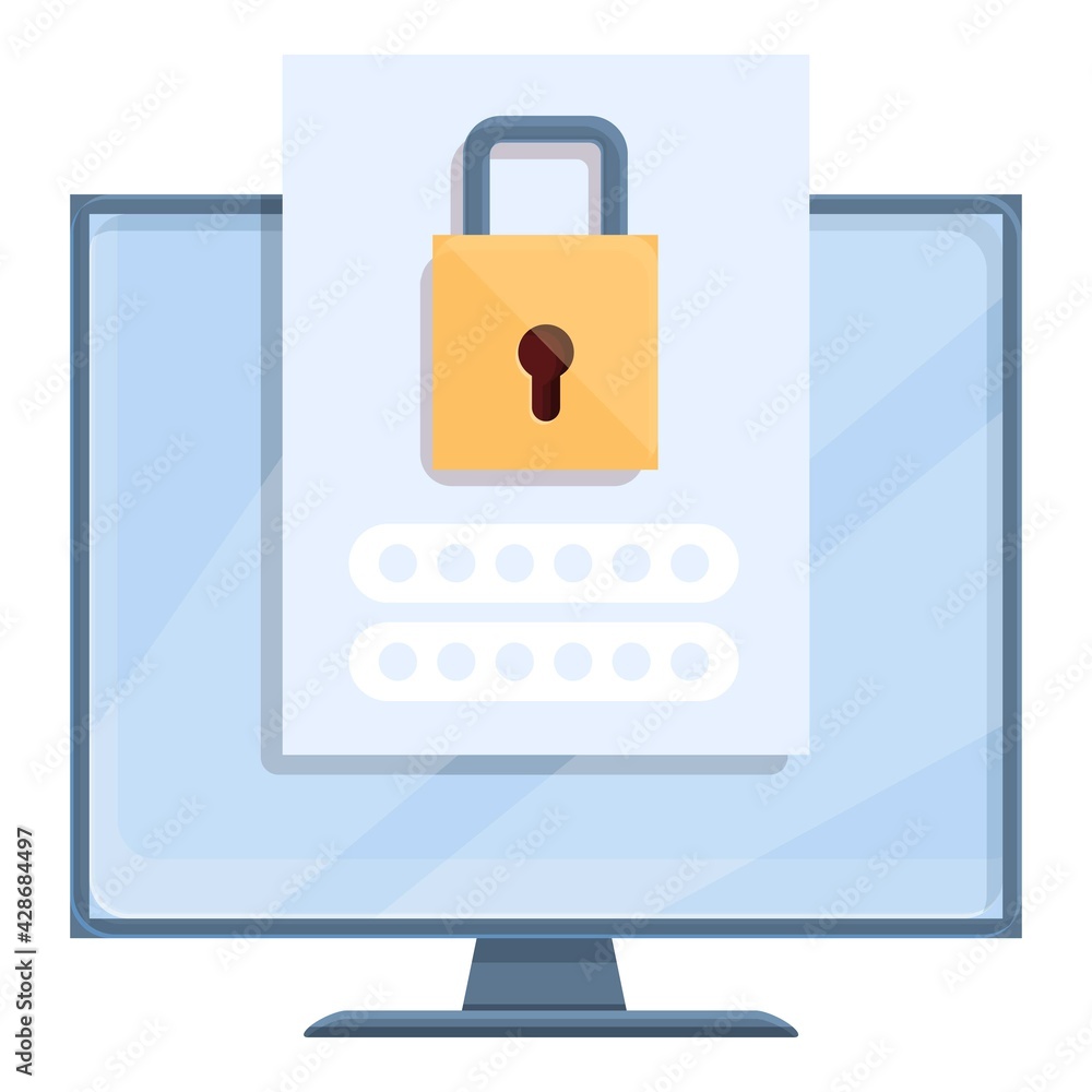 Poster monitor password protection icon. cartoon of monitor password protection vector icon for web design 