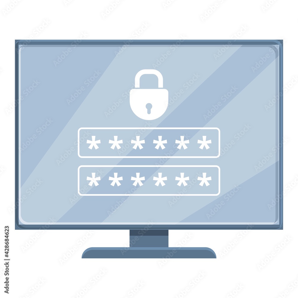Poster pc password protection icon. cartoon of pc password protection vector icon for web design isolated o