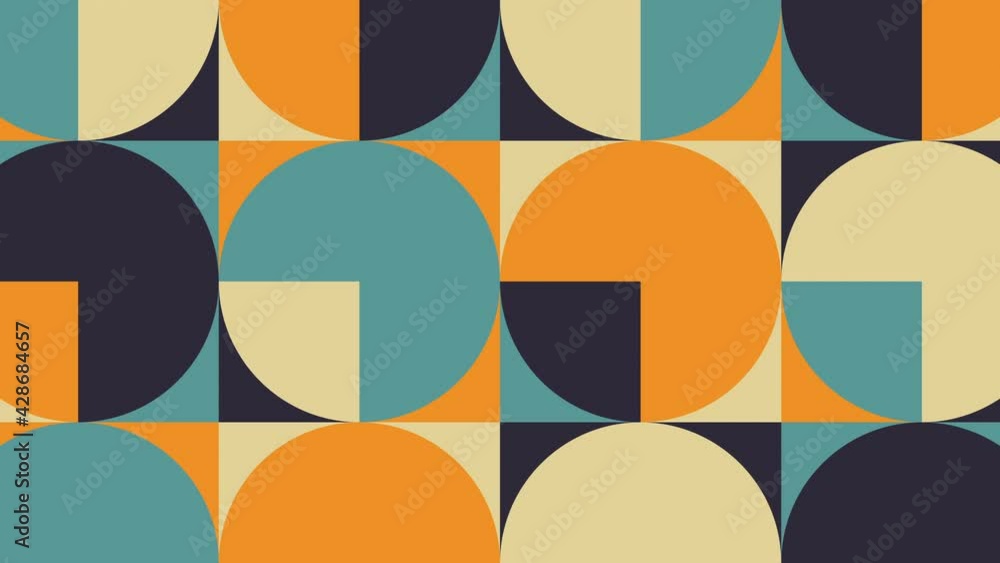 Aufkleber geometric animated tiles in warm color palette in retro pattern. motion graphic seamless loop animat