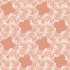 Delicate seamless vector floral pattern created of dense geometric flowers. White abstract flowers on orange background for home textiles, fashion fabrics and wallpaper.