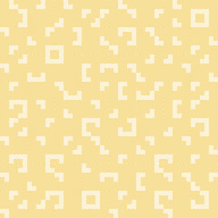 Seamless abstract geometric pattern with squares, rectangles and polygons. Vector Truchet illustration in white and yellow with line texture for wallpaper, interior and fashion fabric.
