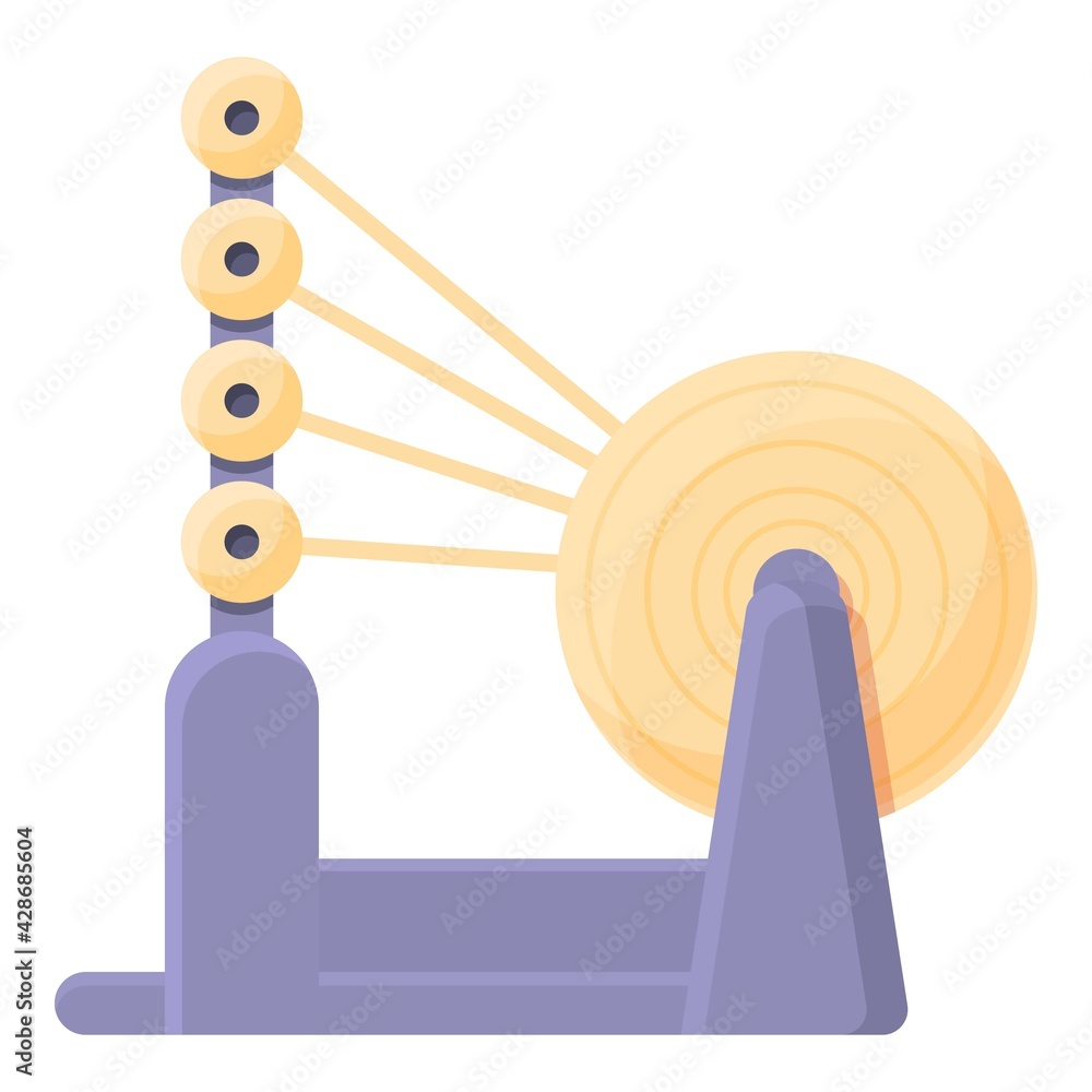 Poster thread production spool icon. cartoon of thread production spool vector icon for web design isolated