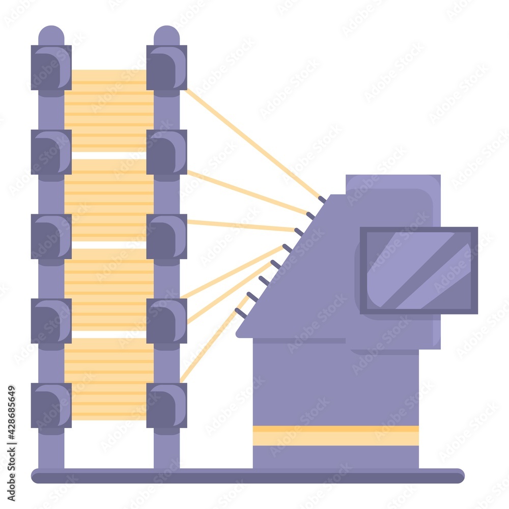 Poster thread production machine icon. cartoon of thread production machine vector icon for web design isol