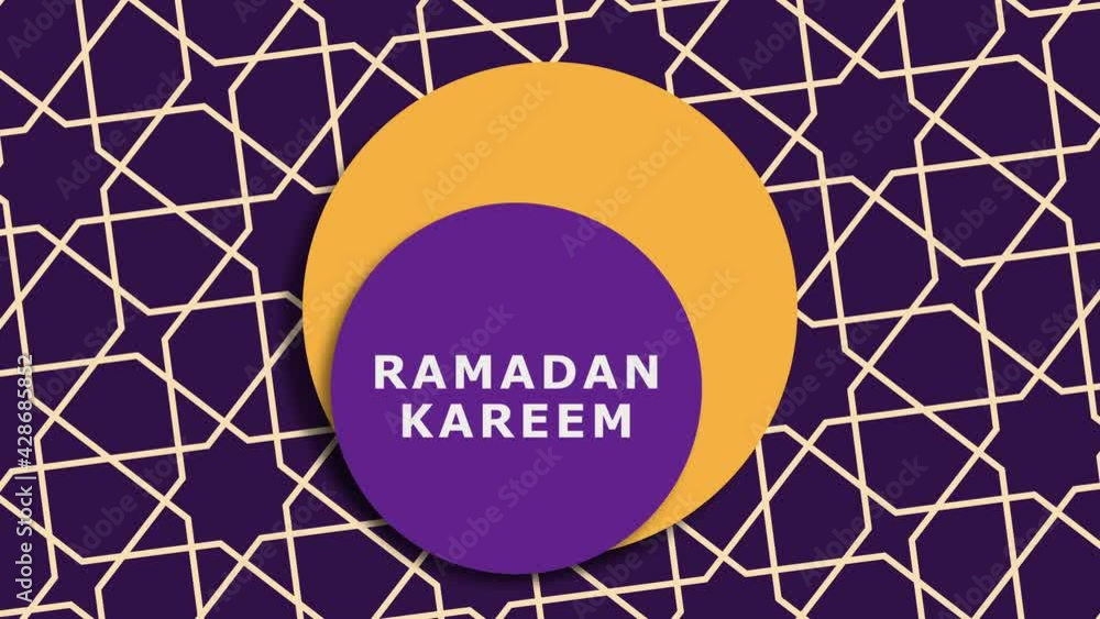 Aufkleber 'ramadan kareem' animated background with text on paper cut colorful layers and geometric pattern. s