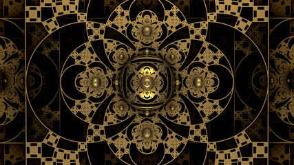 Abstract openwork golden pattern - 428685808
