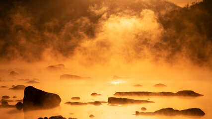 sunrise to lake Chungju Lake in Chungju, Chungbuk , Korea