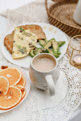 coffee closeup on breakfast table