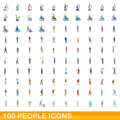 100 people icons set. Cartoon illustration of 100 people icons vector set isolated on white background