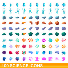 100 science icons set. Cartoon illustration of 100 science icons vector set isolated on white background