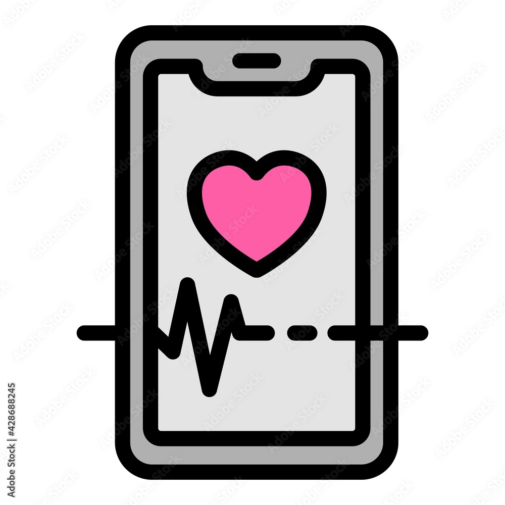 Poster phone heart rate app icon. outline phone heart rate app vector icon for web design isolated on white