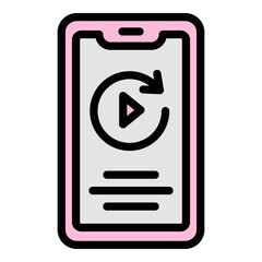 Phone music player app icon. Outline Phone music player app vector icon for web design isolated on white background