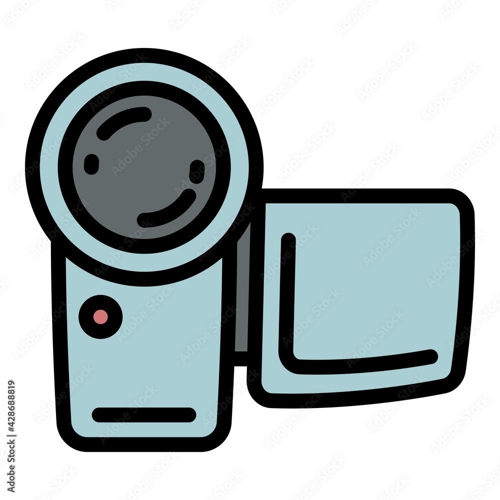 Poster video camera icon. outline video camera vector icon for web design isolated on white background