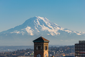 mount rainier over old city hall