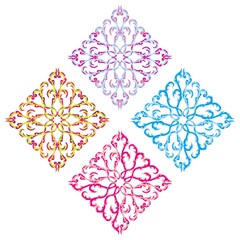 Oriental rhombus ornaments, four type 