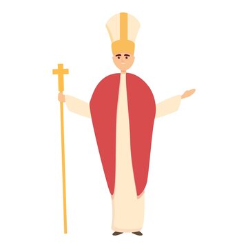 Catholic Papa Icon. Cartoon Of Catholic Papa Vector Icon For Web Design Isolated On White Background