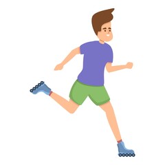 Boy rollerblading activity icon. Cartoon of Boy rollerblading activity vector icon for web design isolated on white background